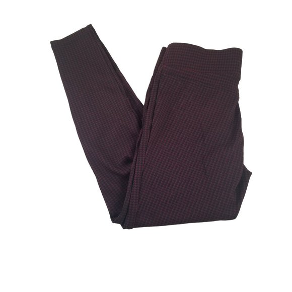 Womens Loft Red Black Checked Leggings Rayon Blend ID# 70056 Size Small Pants - Picture 1 of 8